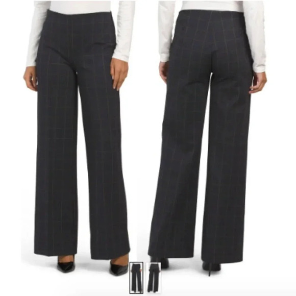 NWT Nicole Miller Wide  Leg Plaid Pants M - Picture 1 of 10